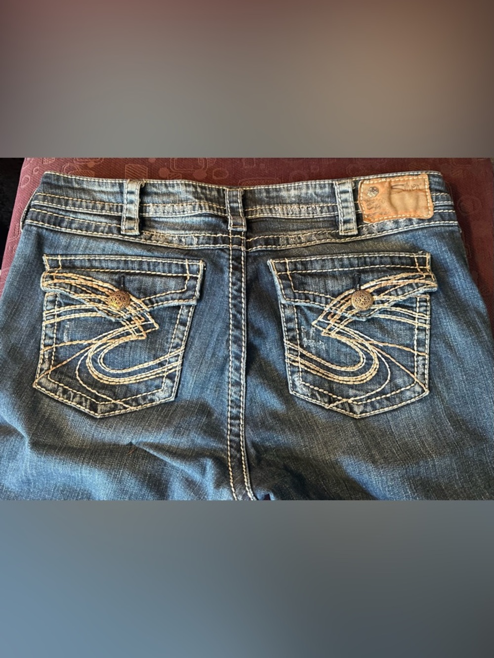 Silver Jeans Distressed Blue Bootcut Jeans Pioneer style Size 14 Length 28 - Picture 2 of 9